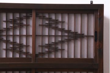 ラフジュ工房オリジナル　障子戸リメイク　組子が目を引く小振りな壁掛け戸棚(ウォールシェルフ、書院戸)(1)