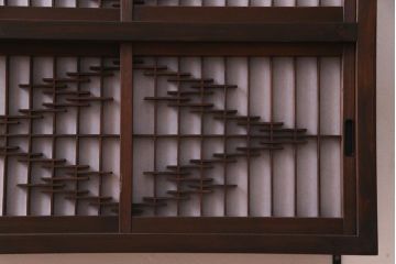 ラフジュ工房オリジナル　障子戸リメイク　組子が目を引く小振りな壁掛け戸棚(ウォールシェルフ、書院戸)(1)