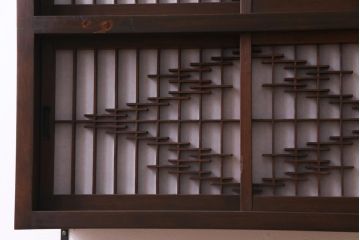 ラフジュ工房オリジナル　障子戸リメイク　組子が目を引く小振りな壁掛け戸棚(ウォールシェルフ、書院戸)(1)