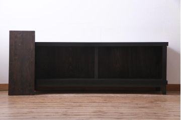 アンティーク家具　和製アンティーク　米沢産　漆塗り　ケヤキの玉杢が美しい脚付きローボード(収納棚、戸棚)