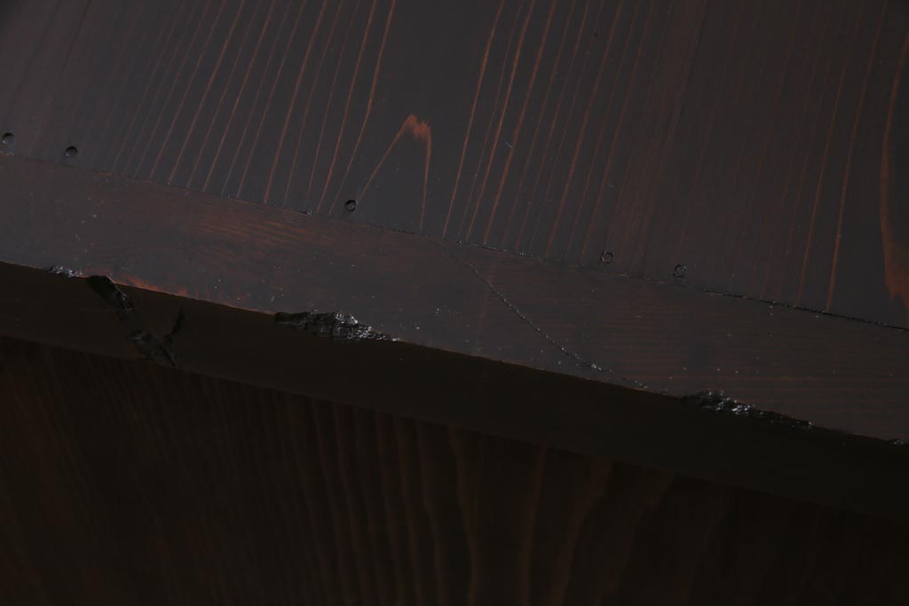 アンティーク家具　和製アンティーク　米沢産　漆塗り　ケヤキの玉杢が美しい収納棚(ローボード、戸棚)