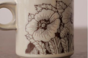 イギリスビンテージ　HORNSEA(ホーンジー)　Cornrose(コーンローズ)　カップ&ソーサー3客セット(デミタスカップ)