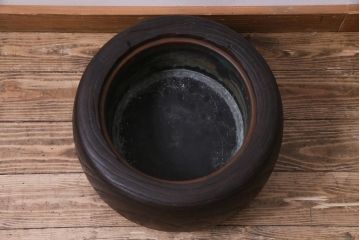 アンティーク雑貨　和製アンティーク　風情のある木の質感のくりぬき火鉢(刳り貫き火鉢、手あぶり)