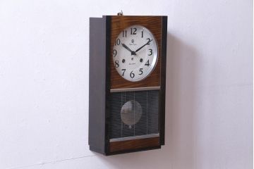 アンティーク雑貨　昭和レトロ　愛知時計電機(アイチ)　Super Eight　30DAY　手巻き式柱時計(振り子時計、掛け時計)
