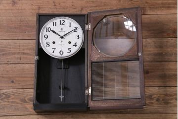 アンティーク雑貨　昭和レトロ　愛知時計電機(アイチ)　Super Eight　30DAY　手巻き式柱時計(振り子時計、掛け時計)