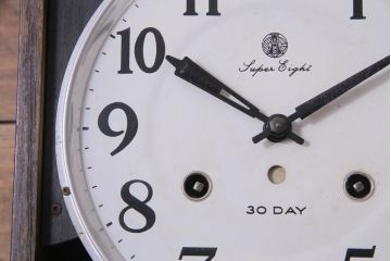 アンティーク雑貨　昭和レトロ　愛知時計電機(アイチ)　Super Eight　30DAY　手巻き式柱時計(振り子時計、掛け時計)