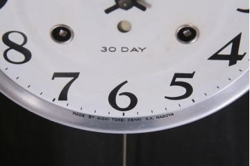 アンティーク雑貨　昭和レトロ　愛知時計電機(アイチ)　Super Eight　30DAY　手巻き式柱時計(振り子時計、掛け時計)