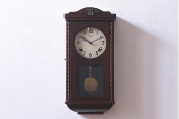 アンティーク雑貨　昭和レトロ　Meiji(明治時計社)　手巻き式　シックな雰囲気が漂う柱時計(振り子時計、掛け時計)