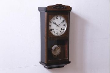 アンティーク雑貨　昭和レトロ　Meiji(明治時計社)　CASTLE　14DAY　手巻き式柱時計(振り子時計、掛け時計)