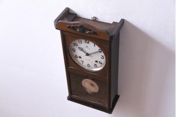 アンティーク雑貨　昭和レトロ　Meiji(明治時計社)　CASTLE　14DAY　手巻き式柱時計(振り子時計、掛け時計)