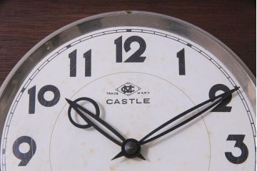 アンティーク雑貨　昭和レトロ　Meiji(明治時計社)　CASTLE　14DAY　手巻き式柱時計(振り子時計、掛け時計)