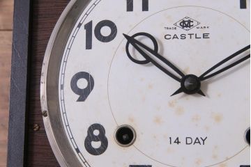 アンティーク雑貨　昭和レトロ　Meiji(明治時計社)　CASTLE　14DAY　手巻き式柱時計(振り子時計、掛け時計)