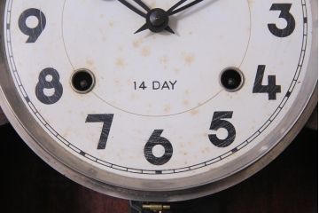 アンティーク雑貨　昭和レトロ　Meiji(明治時計社)　CASTLE　14DAY　手巻き式柱時計(振り子時計、掛け時計)