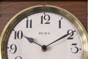 アンティーク雑貨　和製アンティーク　RUBY CLOCK　電池式　東京ルビー印の掛け時計(柱時計)