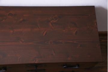 アンティーク家具　和製アンティーク　脚付き　時代箪笥をリメイクした味のあるリビングボード(箪笥ローボード)