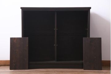 ラフジュ工房オリジナル　当時物色ガラス入り　古建具をリメイクした大正ロマン香る戸棚(収納棚)