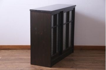 ラフジュ工房オリジナル　当時物色ガラス入り　古建具をリメイクした大正ロマン香る戸棚(収納棚)