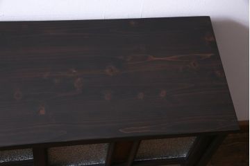ラフジュ工房オリジナル　当時物色ガラス入り　古建具をリメイクした大正ロマン香る戸棚(収納棚)