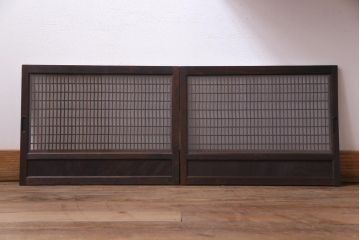 ラフジュ工房オリジナル　味わい深い建具をリメイクした壁掛け戸棚(ウォールシェルフ、収納棚)(1)