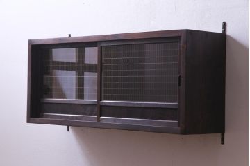 ラフジュ工房オリジナル　味わい深い建具をリメイクした壁掛け戸棚(ウォールシェルフ、収納棚)(1)