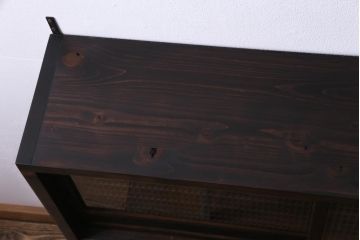 ラフジュ工房オリジナル　味わい深い建具をリメイクした壁掛け戸棚(ウォールシェルフ、収納棚)(1)