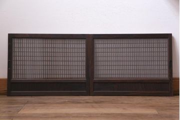 ラフジュ工房オリジナル　味わい深い建具をリメイクした壁掛け戸棚(ウォールシェルフ、収納棚)(2)