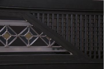 大正ロマン　ステンドグラス入りリメイク　モダンなデザインの欄間(明り取り、はめ殺し)