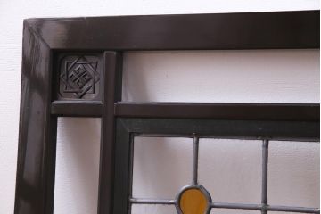 和製アンティーク　ラフジュ工房オリジナルステンドグラス　リメイク　大正ロマン香るお洒落な欄間(明り取り、ディスプレイ)