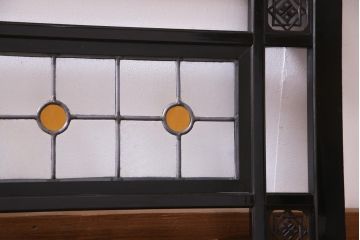 和製アンティーク　ラフジュ工房オリジナルステンドグラス　リメイク　大正ロマン香るお洒落な欄間(明り取り、ディスプレイ)