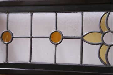 和製アンティーク　ラフジュ工房オリジナルステンドグラス　リメイク　大正ロマン香るお洒落な欄間(明り取り、ディスプレイ)
