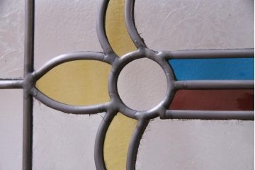 和製アンティーク　ラフジュ工房オリジナルステンドグラス　リメイク　大正ロマン香るお洒落な欄間(明り取り、ディスプレイ)
