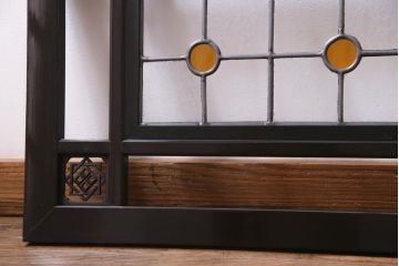 和製アンティーク　ラフジュ工房オリジナルステンドグラス　リメイク　大正ロマン香るお洒落な欄間(明り取り、ディスプレイ)