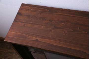 ラフジュ工房オリジナル　古建具リメイク　ノスタルジックなステンドグラス入り戸棚(収納棚、サイドボード)
