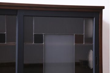 ラフジュ工房オリジナル　古建具リメイク　ノスタルジックなステンドグラス入り戸棚(収納棚、サイドボード)
