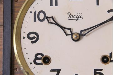 アンティーク雑貨　昭和初期　meiji(明治時計社)　手巻き　気品のあるゼンマイ式振り子時計(柱時計、壁掛け時計)