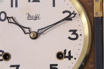 アンティーク雑貨　昭和初期　meiji(明治時計社)　手巻き　気品のあるゼンマイ式振り子時計(柱時計、壁掛け時計)