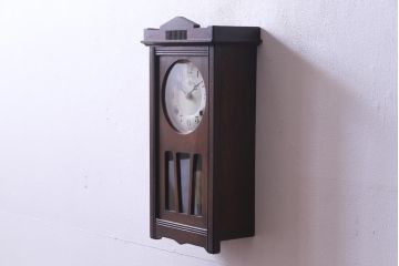 アンティーク雑貨　アンティーク　EIKOSHA(英工舎)　栓材　手巻き　ノスタルジックなゼンマイ式柱時計(振り子時計、壁掛け時計)
