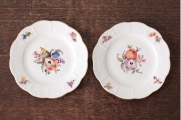中古　ハンガリー　HEREND(ヘレンド)　フルーツコンポジション　15cmプレート2枚セット(ケーキ皿、パン皿)