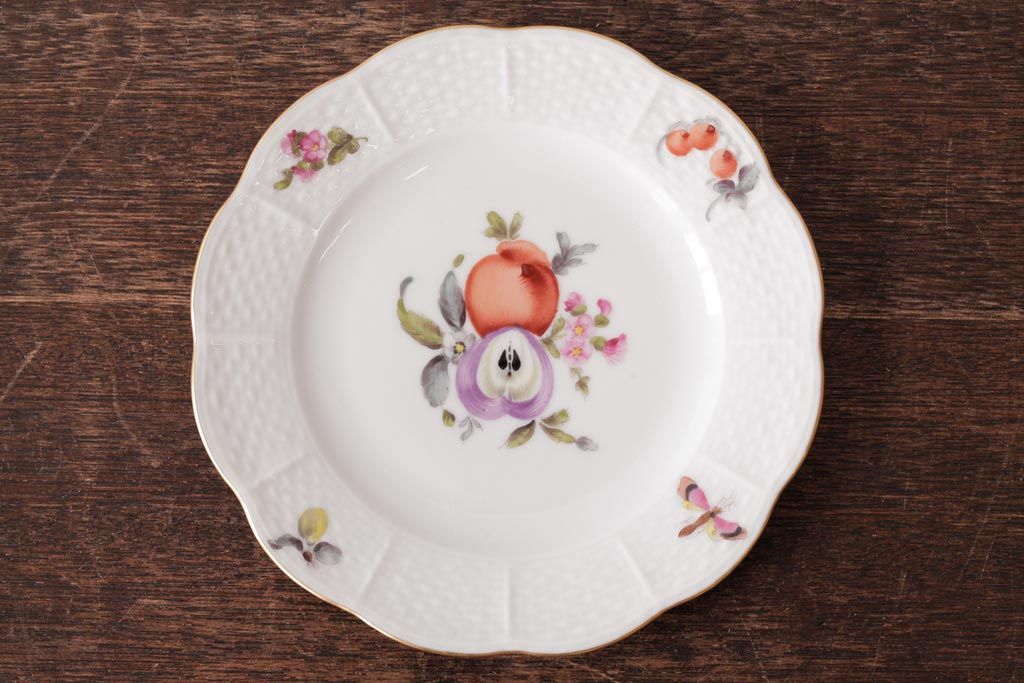 中古　ハンガリー　HEREND(ヘレンド)　フルーツコンポジション　15cmプレート2枚セット(ケーキ皿、パン皿)