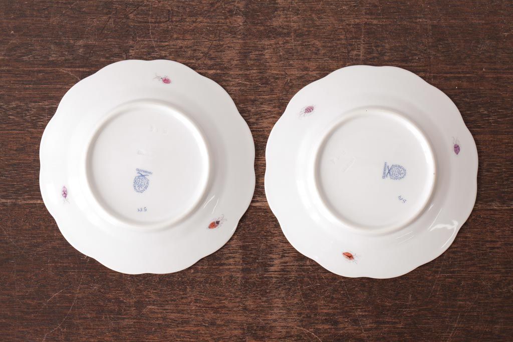 中古　ハンガリー　HEREND(ヘレンド)　フルーツコンポジション　15cmプレート2枚セット(ケーキ皿、パン皿)