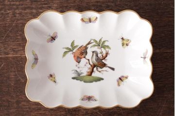 中古　ハンガリー　HEREND(ヘレンド)　RO　ロスチャイルドバード　ナッツディッシュ(長方型ボウル)