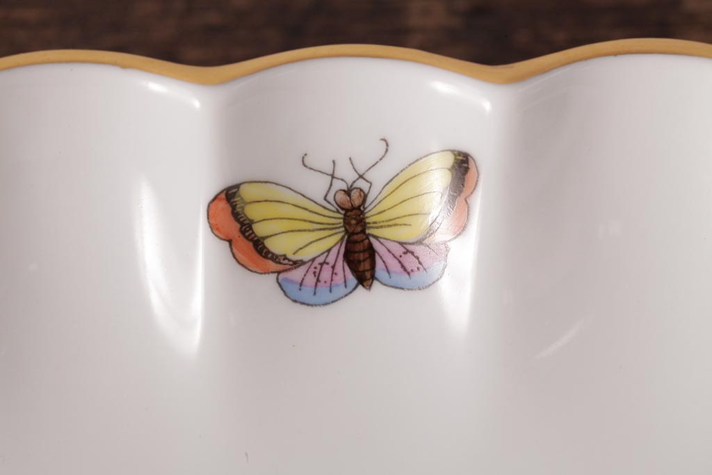 中古　ハンガリー　HEREND(ヘレンド)　RO　ロスチャイルドバード　ナッツディッシュ(長方型ボウル)