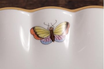 中古　ハンガリー　HEREND(ヘレンド)　RO　ロスチャイルドバード　ナッツディッシュ(長方型ボウル)