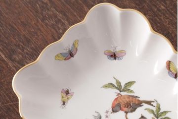 中古　ハンガリー　HEREND(ヘレンド)　RO　ロスチャイルドバード　ナッツディッシュ(長方型ボウル)