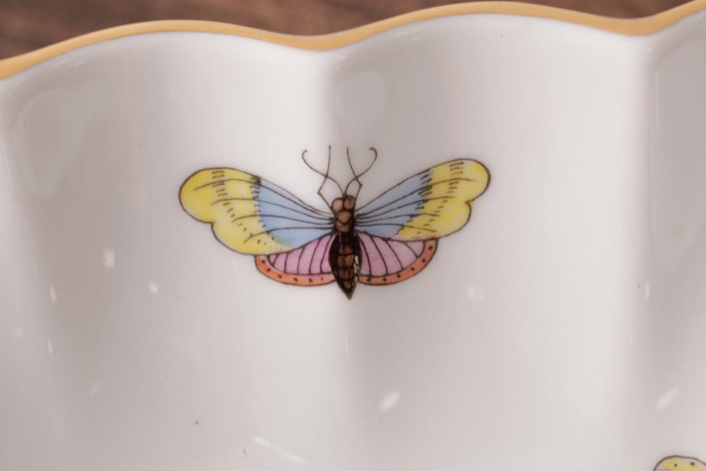 中古　ハンガリー　HEREND(ヘレンド)　RO　ロスチャイルドバード　ナッツディッシュ(長方型ボウル)