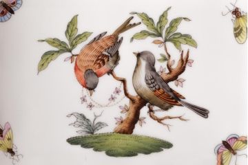 中古　ハンガリー　HEREND(ヘレンド)　RO　ロスチャイルドバード　ナッツディッシュ(長方型ボウル)