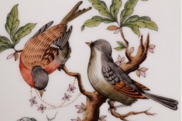 中古　ハンガリー　HEREND(ヘレンド)　RO　ロスチャイルドバード　ナッツディッシュ(長方型ボウル)