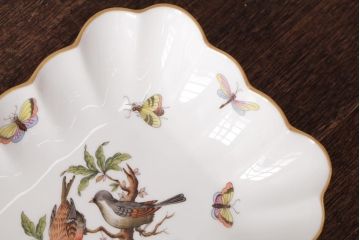 中古　ハンガリー　HEREND(ヘレンド)　RO　ロスチャイルドバード　ナッツディッシュ(長方型ボウル)