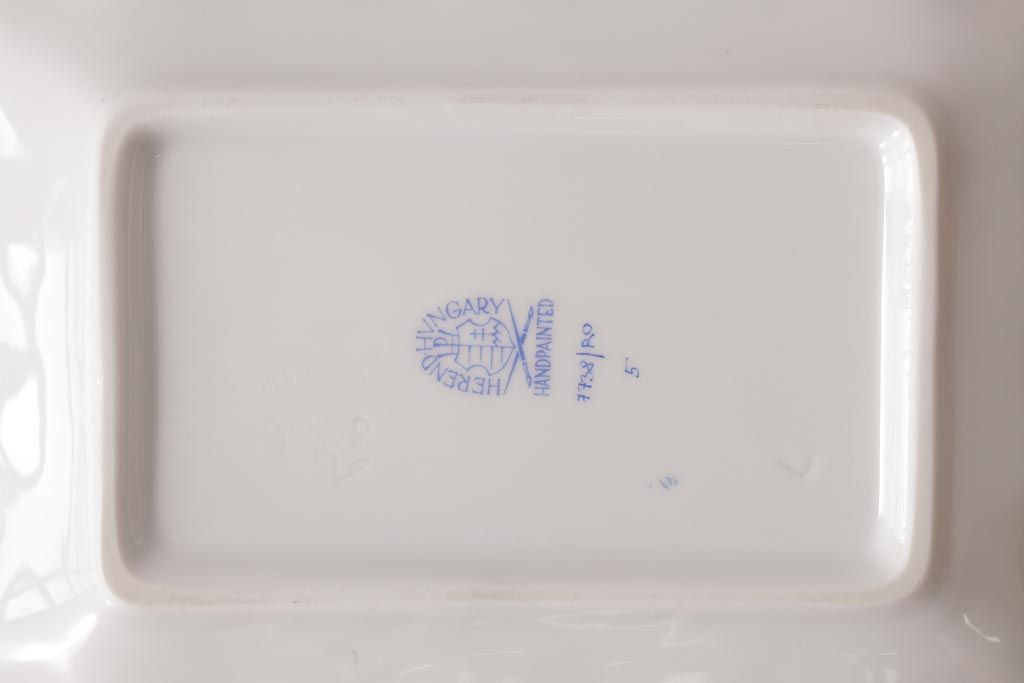 中古　ハンガリー　HEREND(ヘレンド)　RO　ロスチャイルドバード　ナッツディッシュ(長方型ボウル)