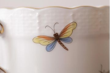 中古美品　HEREND HVNGARY(ヘレンド)　ロスチャイルドバード　モカカップ&ソーサー(洋食器)(定価約2万6千円)